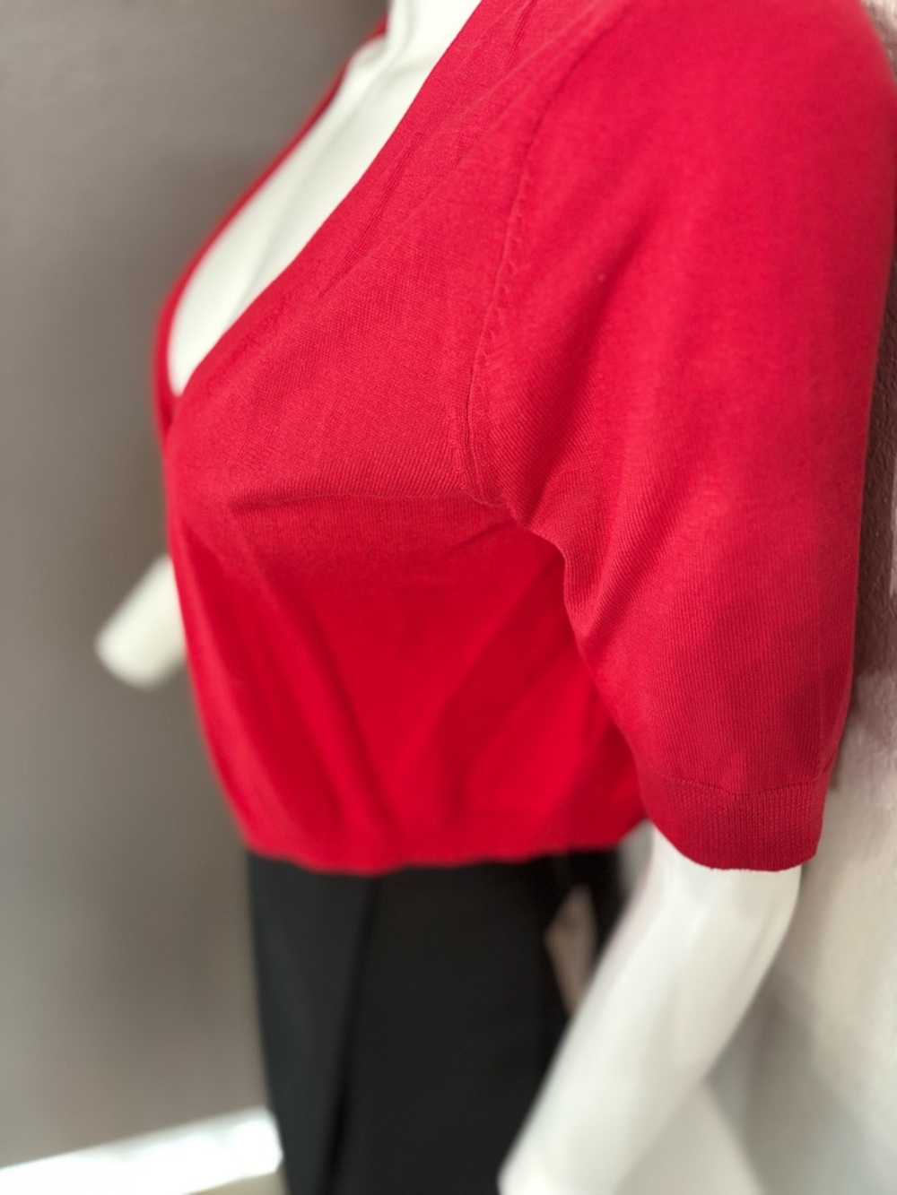 Talbots Bright Red Lightweight Knit Cardigan - Picture 2 of 4